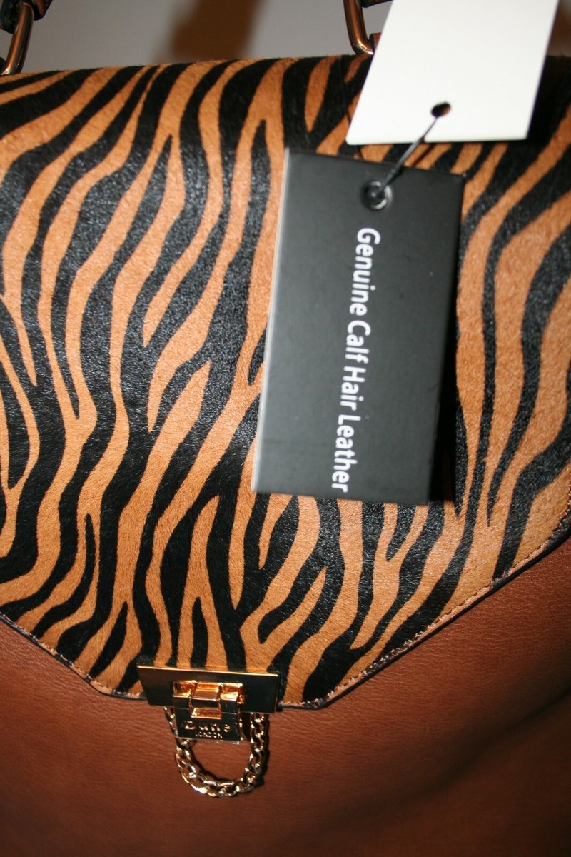 DUNE LONDON LEATHER BROWN ZEBRA PRINT GENUINE WOMENS HANDBAG  display picture 1