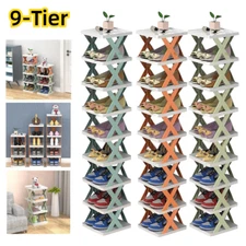 9 Tier Shoe Storage Rack Slim Narrow Shelf Stacking Cabinet Footwear Organizer