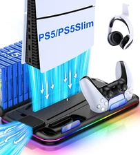 PS5 Controller Charger Stand Cooling Fan for PS5 Slim/PS5 Disc&Digital Editions