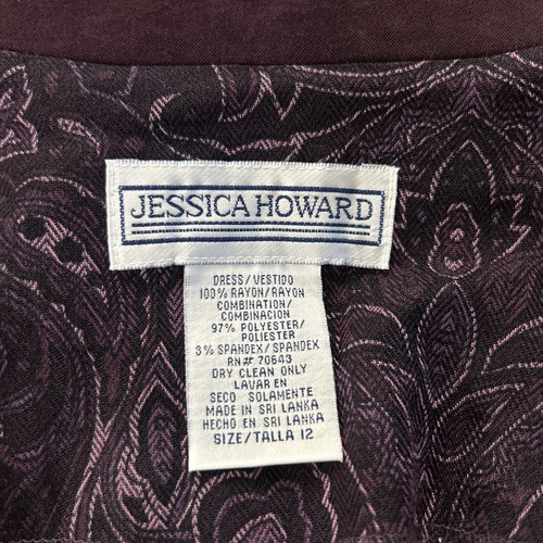 Jessica Howard NWT Womens Maxi Coat Dress~Purple Paisley~V Neck~Button Down VNTG - Picture 16 of 21