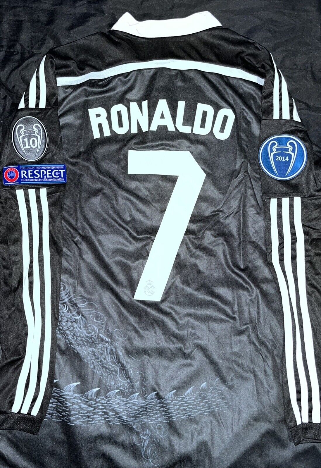 Real Madrid Ronaldo #7UCL 2014 Yohji Yamamoto Black Dragon Jersey