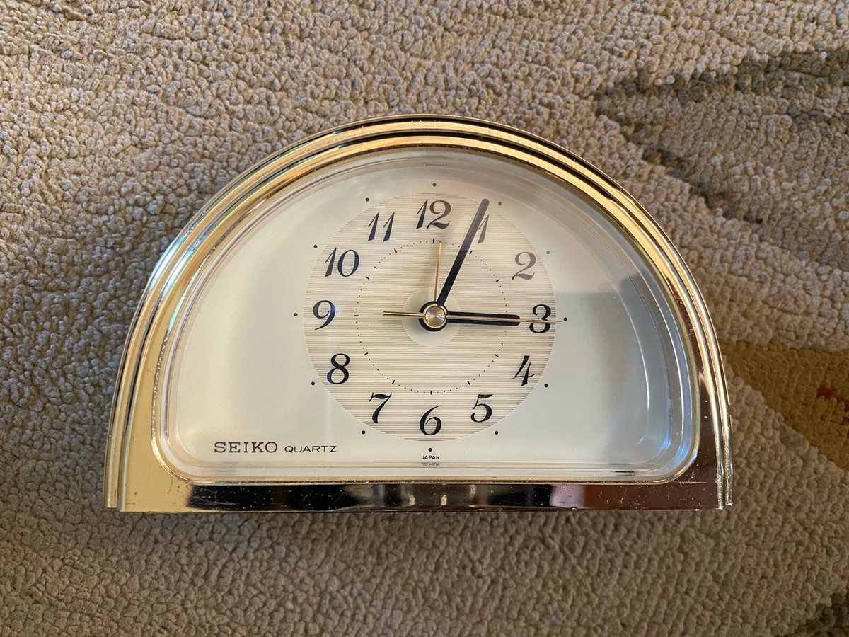 RARE VINTAGE - SEIKO GENUINE QUARTZ GOLD TONE ALARM CLOCK