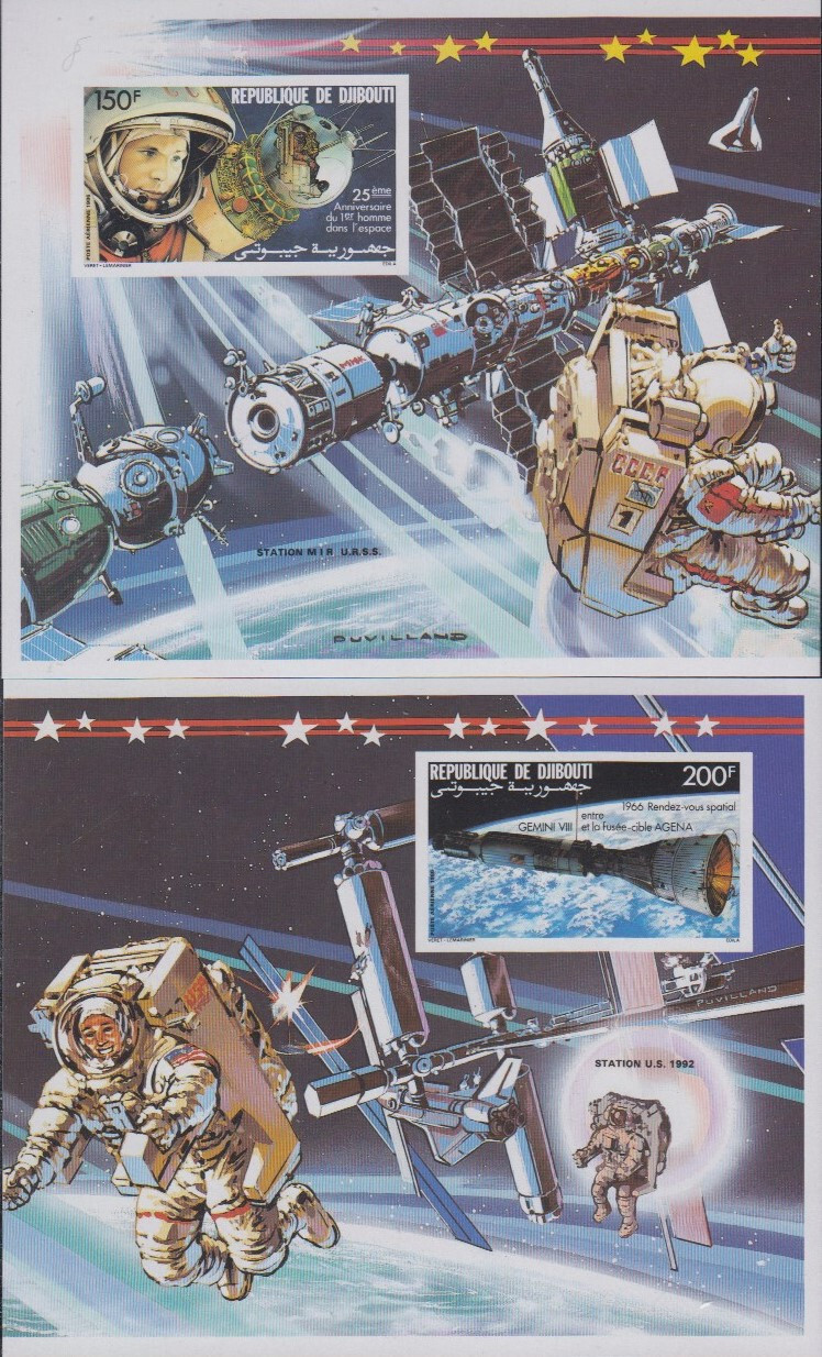 Djibouti MNH Sc C227-28 IMPERF S/S Mi Bk 131-32B Value  40 Euro Space