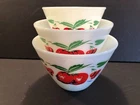 Vintage Fire King Apples & Cherries Nested Milk Mixing 3 Piece Bowl Set Mint