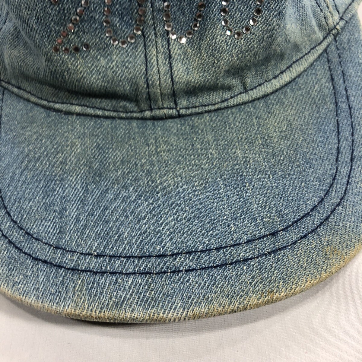 帽子 2000archives denim cap grunge rock Y2K Vintage Y2K 2000 Denim Strapback Rhinestone Hat Cap Adjustable One