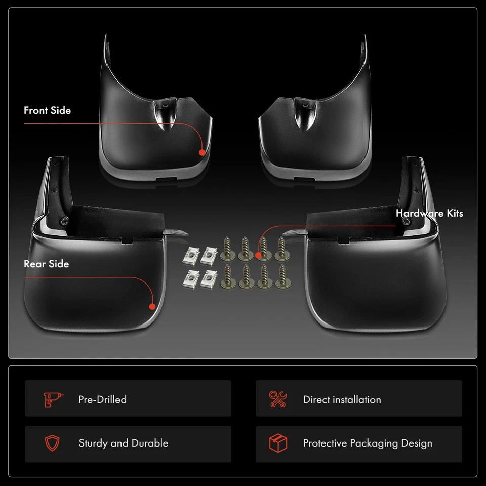 4x Protetores contra respingos para-lamas dianteiros e traseiros para Infiniti JX35 QX60 2013-2020 - Imagem 3 de 4