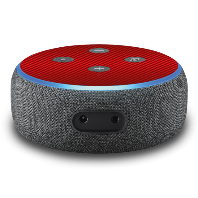 2er Set Aufkleber Carbon Rot passend für Alexa Echo Dot Gen.3 Assistant R137-23