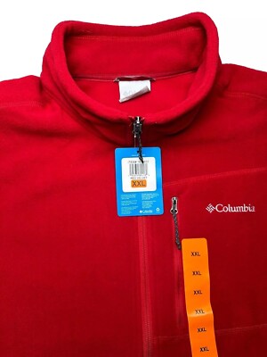 Columbia Men's XXL Red Softshell Fleece Jacket Full Zip Soft