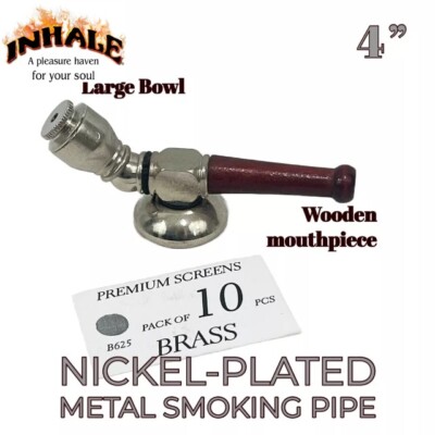 inhale tobacco Inhale®️ Tobacco Smoking Large Bowl Wood Tip metal Pipe w 10 Brass screen