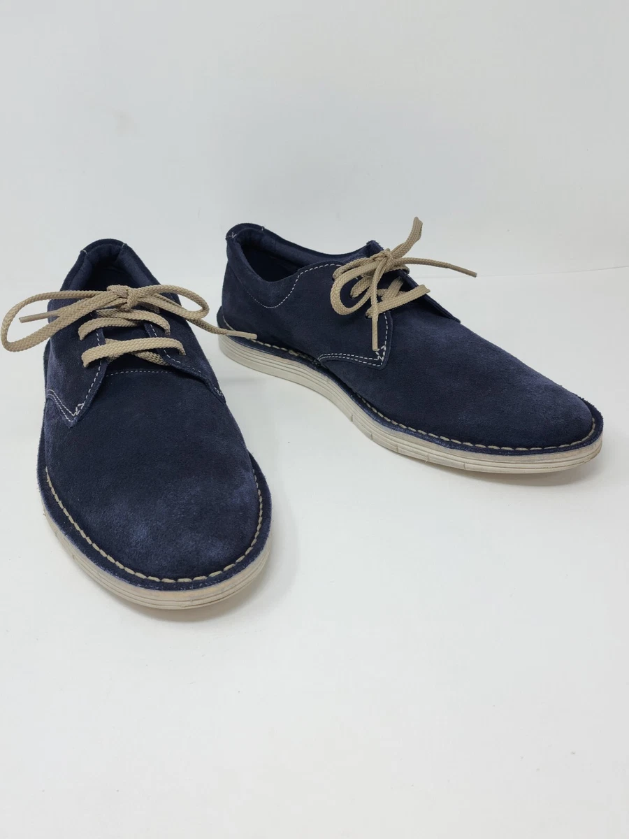Collection by Clarks Forge Vibe Oxfords Mens 10.5 Navy Blue Suede Leather Shoes