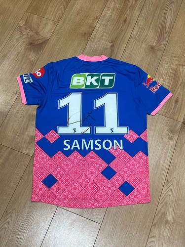 RAJASTHAN ROYALS IPL CRICKET JERSEY, PLAYER ISSUED & SIGNED BY SANJU SAMSON - Picture 5 of 11
