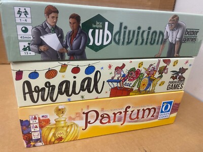 Lot of 3- Subdivision, Arraial, Parfum Euro Card/Board Game Bezier Queen