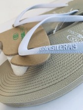 NEW Brasileras Unisex Flip Flop Sandal - Rubber Sz US 5 / EUR 36 - White