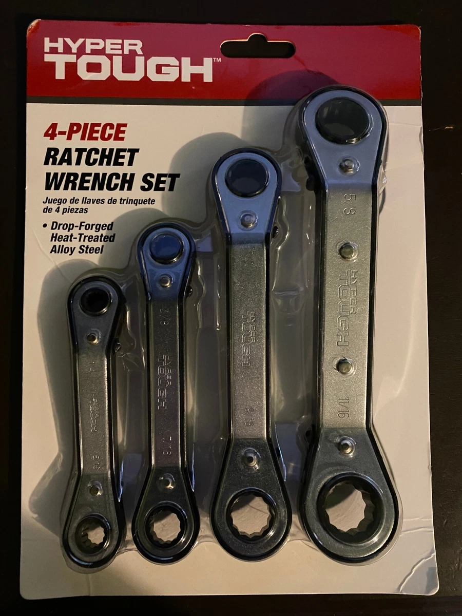 Hyper Tough 4 Piece Ratchet Wrench set standard sizes Heat Treated