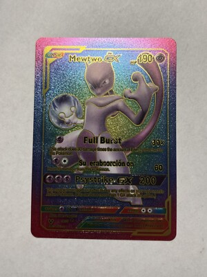 Mewtwo GX Rainbow Foil Fan Art Display Card Full Burst 190 HP NM/M