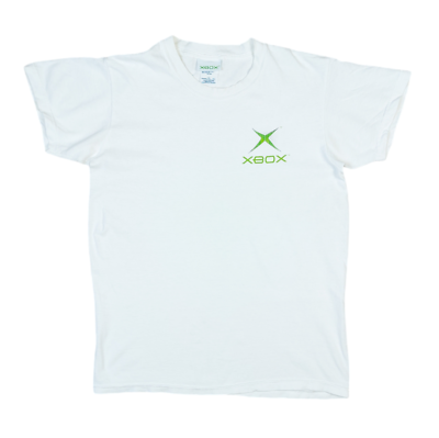 Vintage 2001 Microsoft Original Xbox Video Game Logo White T-Shirt