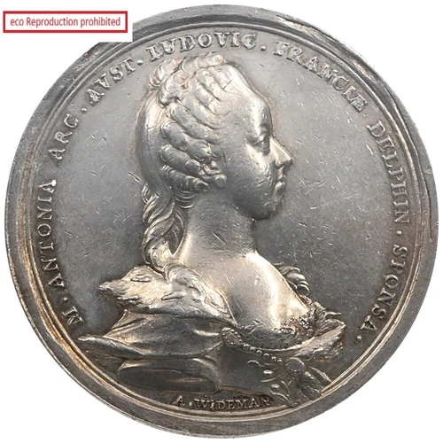 Austria 1770-DATED Louis XVI Silver Medal NGC AU DETAILS Marie Antoinette Weddin