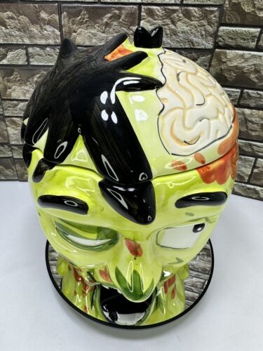 Barattolo di biscotti in ceramica halloween horror non morti mostro testa zombie CandyBowl cervello! - Foto 2 di 24