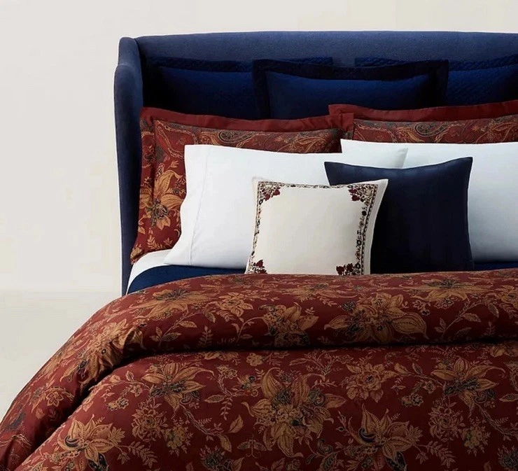 Funda Nórdica Ralph Lauren Inez Paisley KING Jacobea Floral Borgoña Rojo Foto 3 de 4