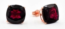 GENUINE 9.82 Cts GARNET STUD EARRINGS 14K SOLID ROSE GOLD - Free Appraisal - NWT