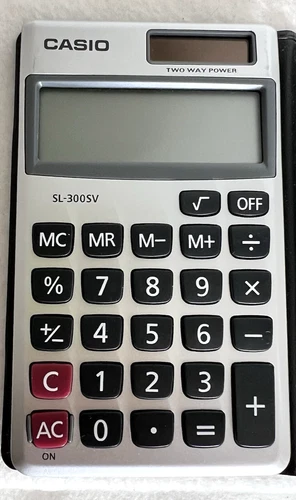 Casio SL-300SV - Solar- Handheld Portable Calculator 2-way Power With Soft Case
