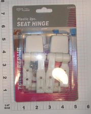 White Plastic Replacement Toilet Seat Hinge Universal Fit, Plastic with Bolts