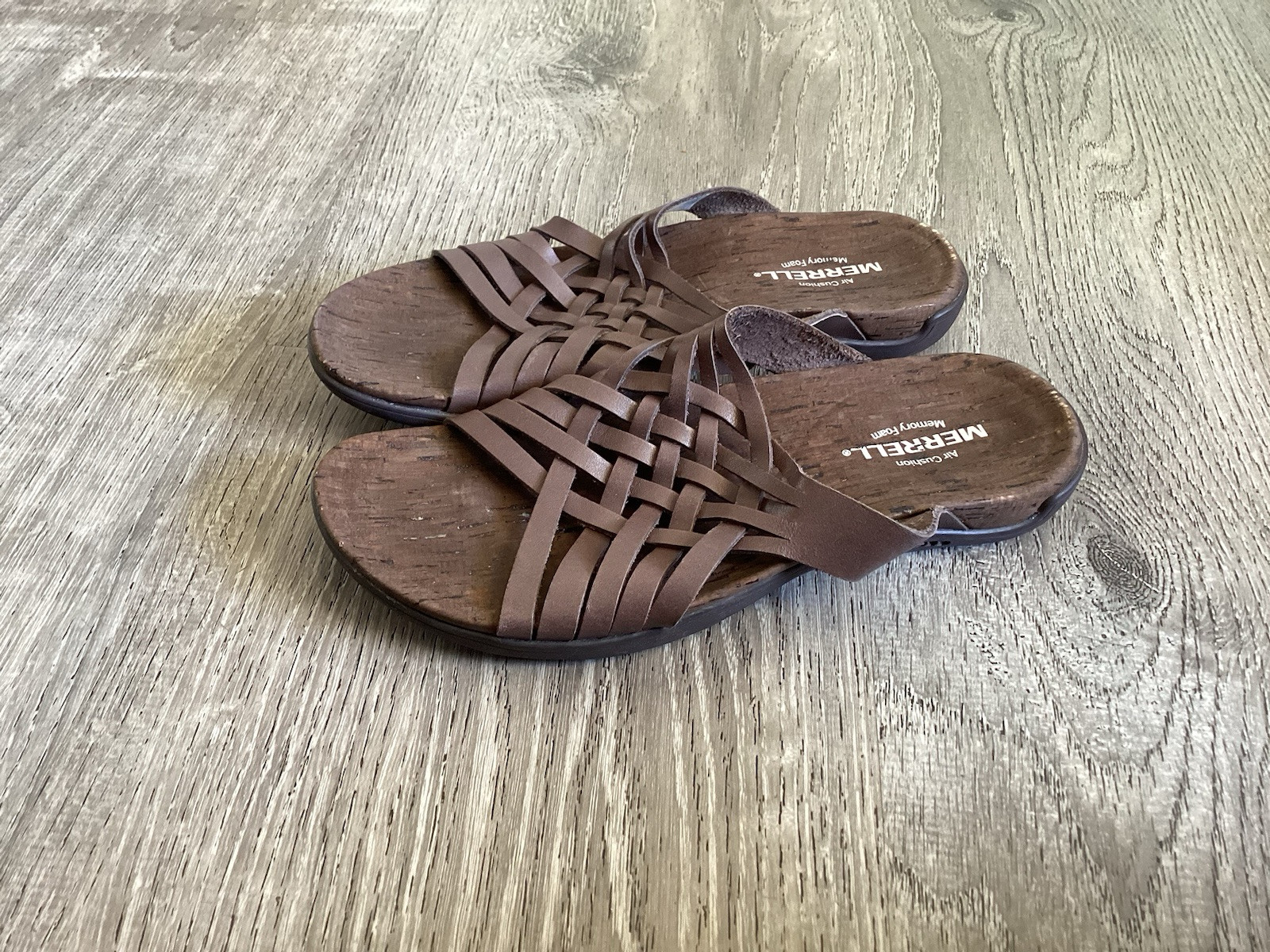 Sandali donna Merrell Falcon taglia 6 slip on cinturino J97313 marroni slides ballerine