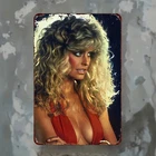 Tin Metal Signs Home Décor Farrah Fawcett Iconic Red Swimsuit Poster Vintage 70s