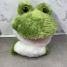 Aurora Hand Frog Puppet Plush Green 10" Interactive Pretend play Stuffed Animal