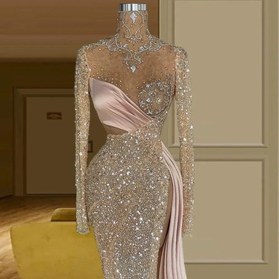 Glitter Mermaid Evening Dresses Crystals Sequins Long Sleeves Prom Gowns Custom | eBay Glitter Mermaid Evening Dresses Crystals Sequins Long Sleeves Prom Gowns Custom | eBay