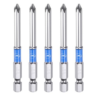 5pcs PH1 Phillips Screwdriver Bits 1/4'' Hex Shank 3'' Long 0.2'' Rod Polish