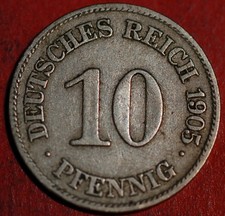 Germany Empire 10 Pfennig 1905 E Wilhelm II KM# 12