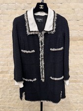 Chanel Karl Lagerfeld Navy Blue Tweed Dress with a White Collar, circa 2012
