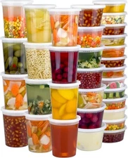 60 Sets Deli Containers with Lids, 32/16/8 oz, Leak-Proof & BPA-Free, Microwave/