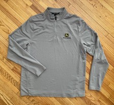 John Deere Men's Quarter Zip Sweatshirt Large Gray 1/4 Zip Pullover Top