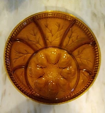 Indiana Glass Amber Deviled Egg/Hors D'oeuvre Serving Platter 13"