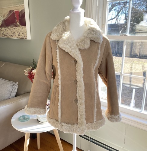 Wilsons Leather Kid’s Suede Penny Lane Coat Faux Fur Lined Size L-XL