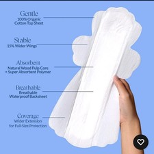 36x 100 Organic Overnight Pads, Ultra Thin Extra Heavy Flow Menstrual