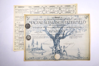 SOCIETE HONGROISE D EXPLOITATION FORESTIERE 200 COURONNES BUDAPEST 1924 COUPONS