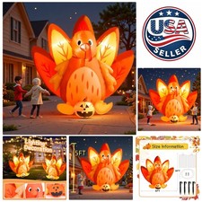 Vibrant 5FT Inflatable Turkey  Pumpkin for Halloween and Thanksgiving Decor