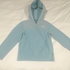 The North Face Light Blue Fleece Hooded Zip Jacket Unisex Kids M 10/12