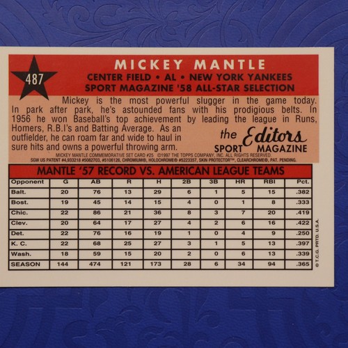 1997 Topps Finest Baseball Mickey Mantle #25 (MM56) - Bild 2 von 2