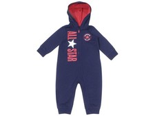 Converse Infant Boy's Hooded Bodysuit Coverall Zip Front Obsidian