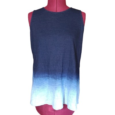Purejill Indigo Ombre Tank Top 100% Cotton Dark Blue Light Blue Women Size XS