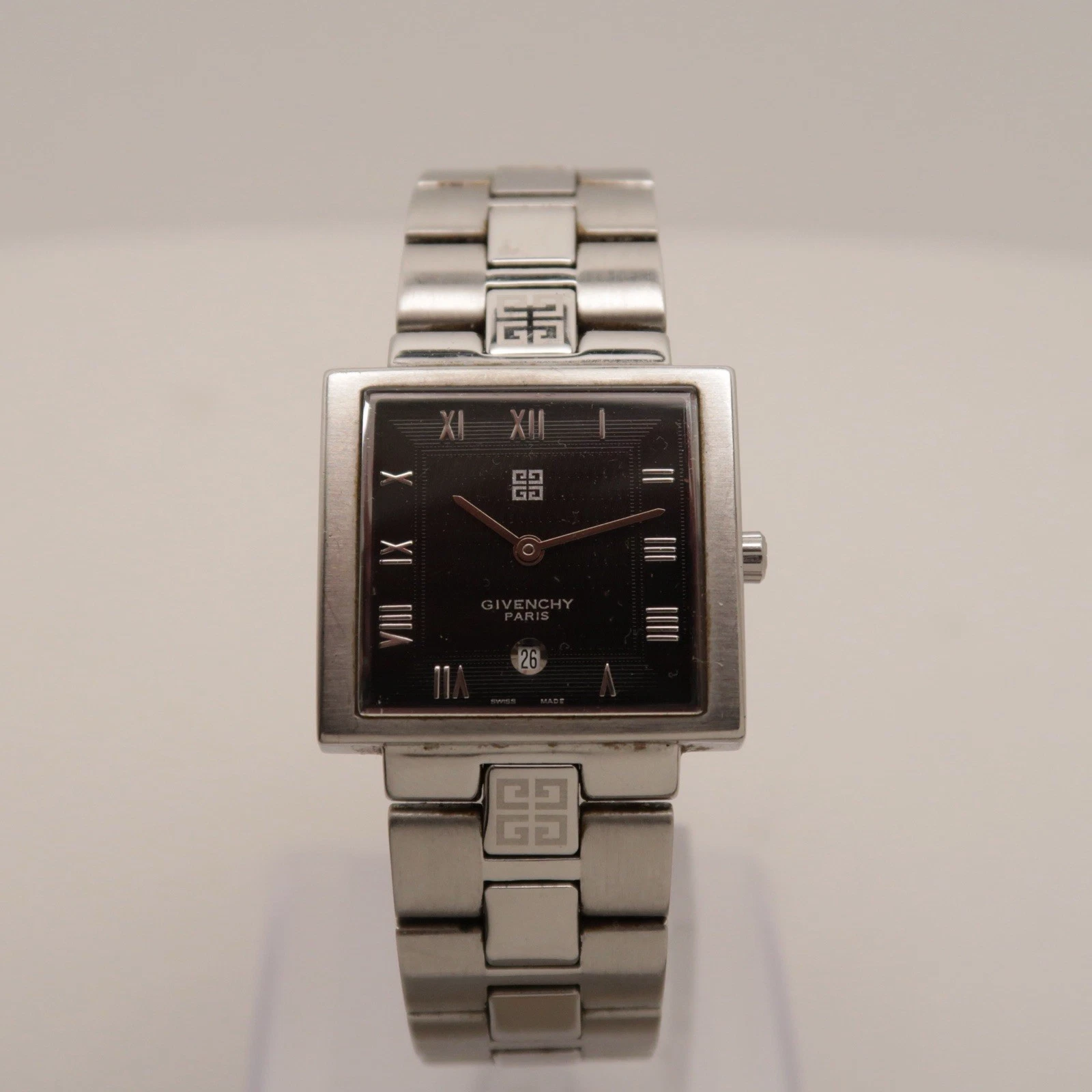 GIVENCHY Square 4G Logo Swiss Analog Quartz Women Vintage Watch W422 *WORKING