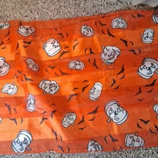 Halloween Scarf Orange Pumpkin Bat Print Womans Novelty Festive Jack O Lantern