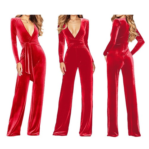 Comfortable Women Velvet Jumpsuit with Long Sleeves for Casual Outings - Picture 13 of 38