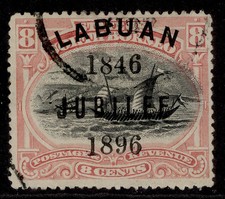 NORTH BORNEO - Labuan QV SG88, 8c black & pink, FINE USED. Cat &pound;25.