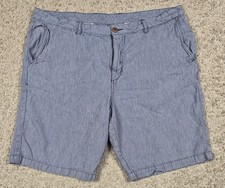 Tommy Bahama Mens Blue White Striped Linen Blend Shorts Size 38 Marlin 10"