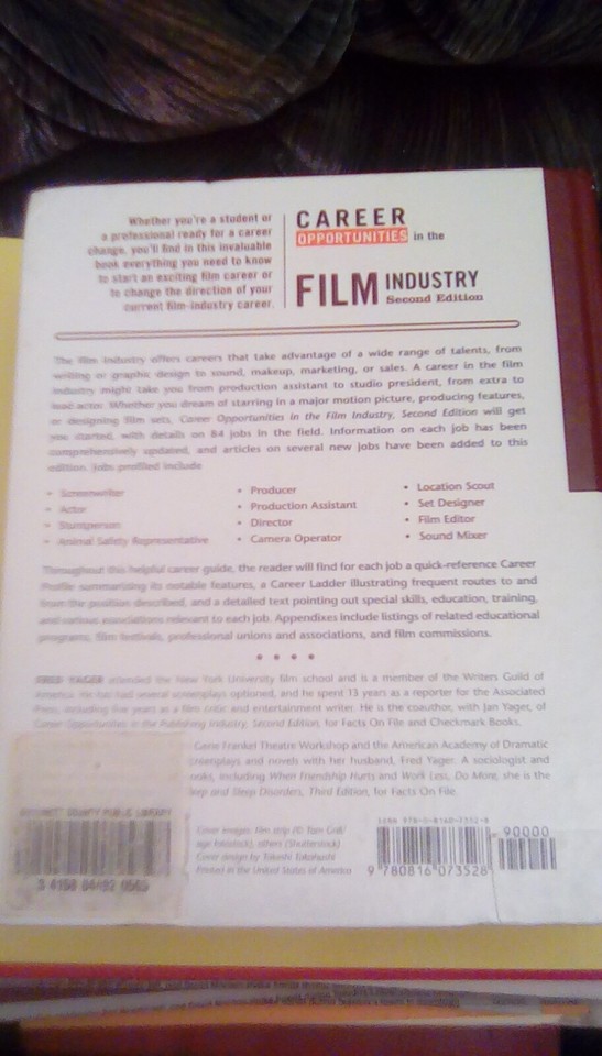 Career Opportunities in the Film Industry 2nd Ed. 2009 HC movies ...